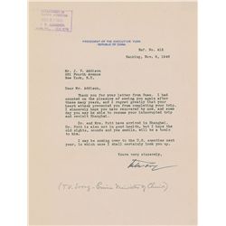T. V. Soong Typed Letter Signed