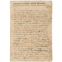 William Barret Travis Signed Document