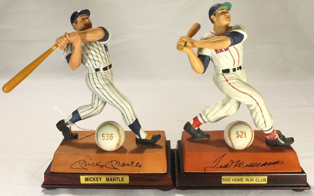 Lot of (2) Danbury Mint Baseball Figurines With Ted Williams & Mickey
