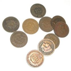 10 TOTAL INDIAN HEAD PENNIES *NICE MIXTURE OF DATES & GRADES*-SEPERATED INTO LOTS OF TEN FROM HUHGE