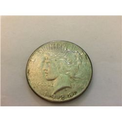 1928-S SILVER PEACE DOLLAR AU, RARE DATE
