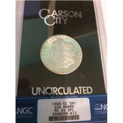 1884 CC NGC MS-63 DMPL GSA Certified Silver Morgan Dollar