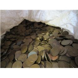Bag of 5000 Mixed Date Lincoln Wheat Cents 1909-1958 All G or Better