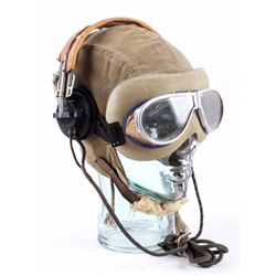 WWII AAF B-9 Flight Helmet M1938 Goggles & Headset