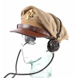 WWII Army Officer Peaked Visor Cap & Headset The l