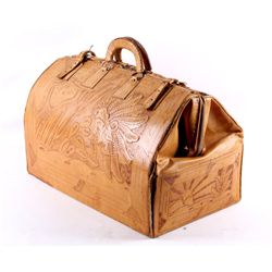 Antique Indian Tooled Leather Doctors Bag This is
