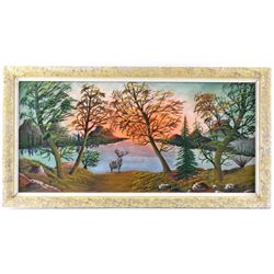 Antique Glacier National Park Painting by Lopp Thi