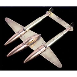 WWII Trench Art P38 Lighting Fighter Brass Bullets