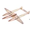 Image 8 : WWII Trench Art P38 Lighting Fighter Brass Bullets