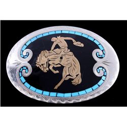 Johnson & Held Bronc Rider Turquoise Buckle The lo
