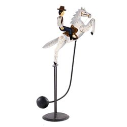 Folk Art Galloping Cowboy Moving Sculpture This lo