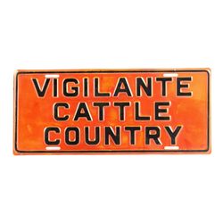 Vigilante Cattle Country License Plate 1930-1940 T