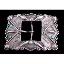 Navajo Pawn Silver & Turquoise Belt Buckle 1930 Th