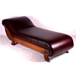 Antique Oak and Leather Fainting Couch This is an