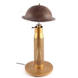 WWII Trench Art Artillery Shell & M17 Helmet Lamp