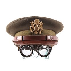 WWII US Cavalry Officers Cap & Riding Goggles The