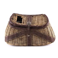 Antique Leather Weave Fishing Creel This is an ori