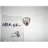 Image 1 : VERY NICE RING WITH *UNTESTED* RED CENTER STONE AND CLEAR STONES STAMPED *18KGF*!! RING CAME OUT OF