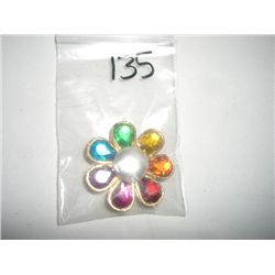 VINTAGE OLD *RARE* BUTTON COVER WITH *RAINBOW RHINESTONES* BEAUTIFUL DESIGN STAMPED *NONY NEW YORK*!
