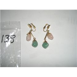 VINTAGE EARRINGS WITH CRYSTAL & GREEN STONES AND CLIP STYLE-VERY UNIQUE & NICE!! EARRINGS CAME OUT O