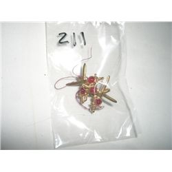 VINTAGE *VERY RARE-HARD TO FIND* EARRINGS DESIGN IS SWORDS CROSSED WITH RED STONES-VERY UNIQUE!!