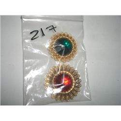 VINTAGE BEAUTIFUL BUTTON COVERS 2 TOTAL WITH COLORFUL STONES ALL STAMPED *NONY NEW YORK*!!