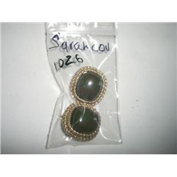 VINTAGE BEAUTIFUL EARRINGS WITH VERY NICE LARGE STONES STAMPED *SARAH COV*-CLIP BACKS!! EARRINGS CAM