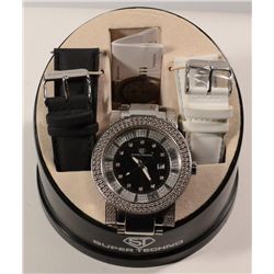 Men's Super Techno Silver Bling Watch with Genuine Diamonds