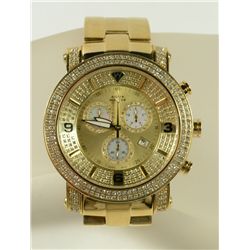 Aqua Master! Stainless Steel Men's Diamond Gold Tone Band Watch Water Resistant.