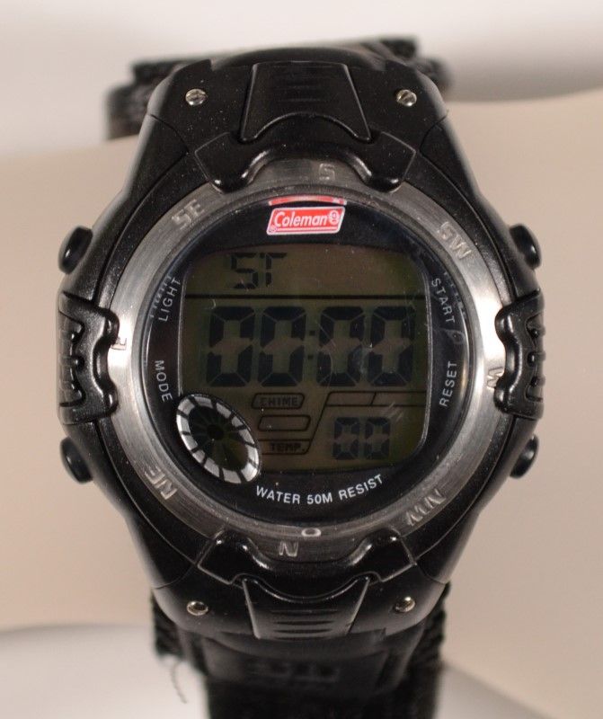 COLEMAN 40395 DIGITAL CHRONOGRAPH ALARM WATCH Preowned Working Bat