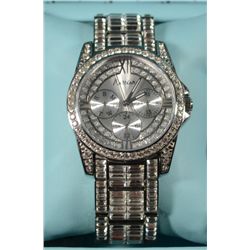 MARCIANO Women's 32503L1 Silver-Tone Multi-Function Watch with Crystal Accents