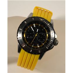 Guess Black Face Multiple Dial Yellow Band Man's Watch