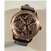 Image 1 : Guess Women's Black Leather Strap Python Lace Dial Watch U11540L1