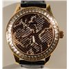 Image 2 : Guess Women's Black Leather Strap Python Lace Dial Watch U11540L1