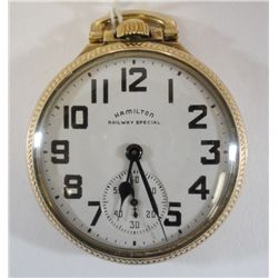 HAMILTON RAILWAY SPECIAL, OPEN FACE POCKET WATCH, RUNS!