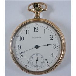 WALTHAM OPEN FACE POCKET WATCH (A.A.W.CO) WORKS / RUNS
