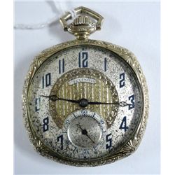 ILLINOIS 2-TONE METAL DIAL POCKET WATCH, RUNS, CIRCA 1922