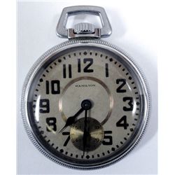 HAMILTON OPEN FACE POCKET WATCH, RUNS