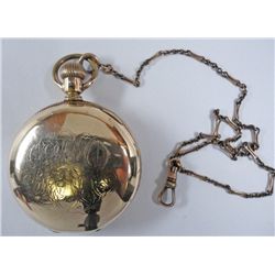 AMERICAN WALTHAM WATCH CO HUNTING CASE with CHAIN, RUNS