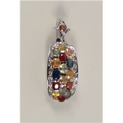 Multi-Semi Precious Gemstone Pendant set in Sterling Silver