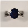 Image 1 : Deep Blue Sapphire & Diamond Ring