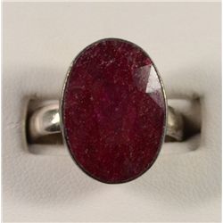 Oval Ruby Ring Set in Sterling Silver