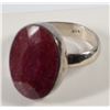 Image 3 : Oval Ruby Ring Set in Sterling Silver