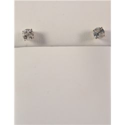 Diamond Solitaire Earrings in 14K White Gold