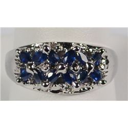 Sapphire Flower Ring in Sterling Silver