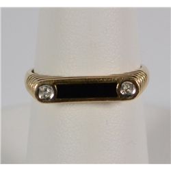 Black Onyx Diamond Ring 14K Gold