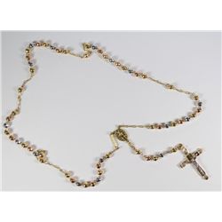 Diamond & 14K Tri-Color Gold Rosary
