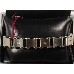 TRITON Men's Stainless Steel Bracelet 14K Gold Accents