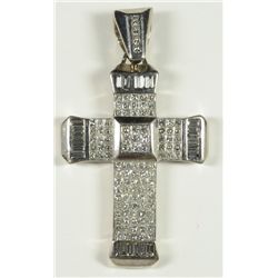 Huge Lady's Diamond Cross Pendant in 18K White Gold