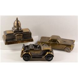 3 - CAST IRON BANTHRICO BANKS, THUNDERBIRD, CAPITOL BLDG., MODEL A